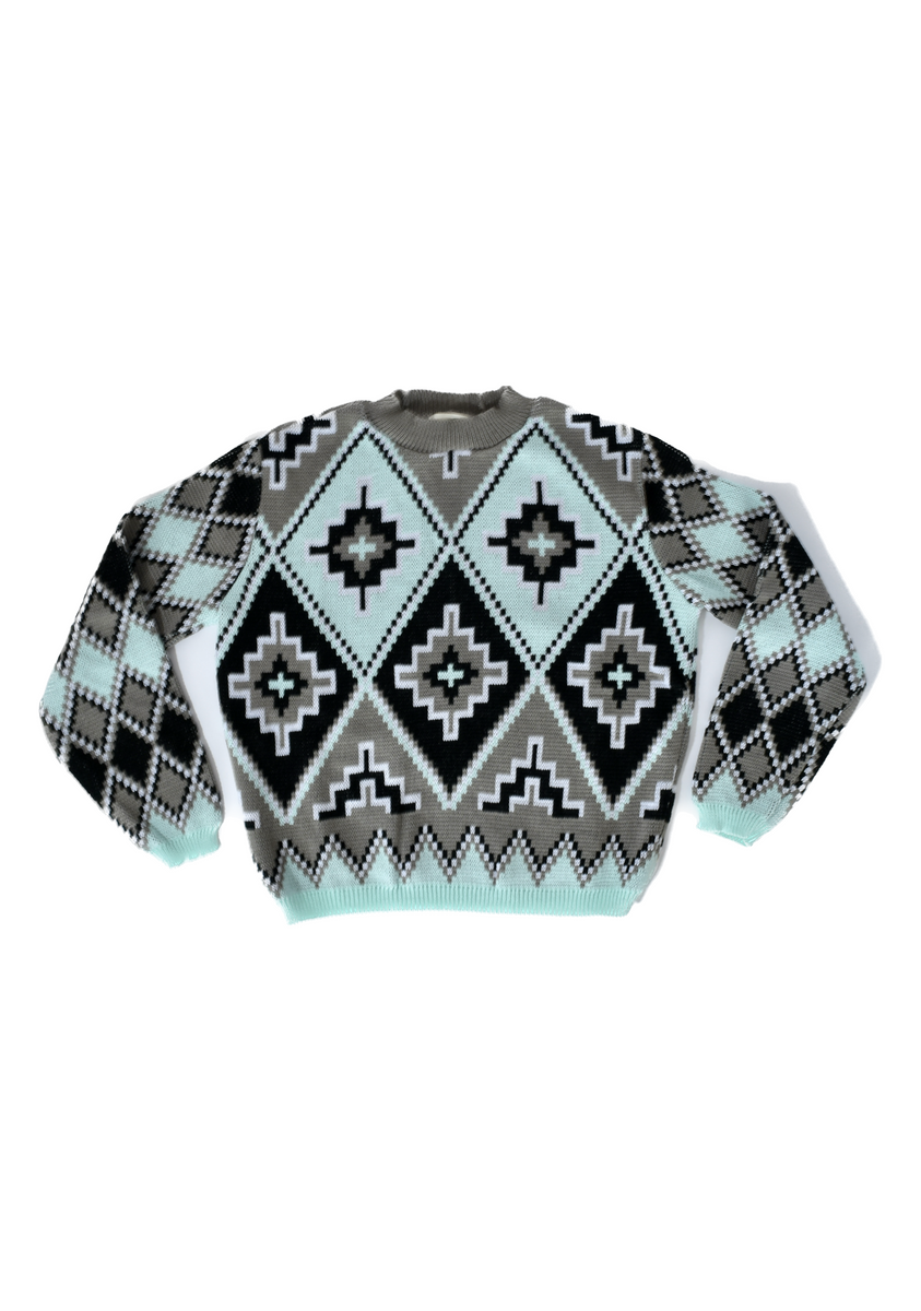 Ready For Anything Taupe & Black Tassel Aztec Sweater